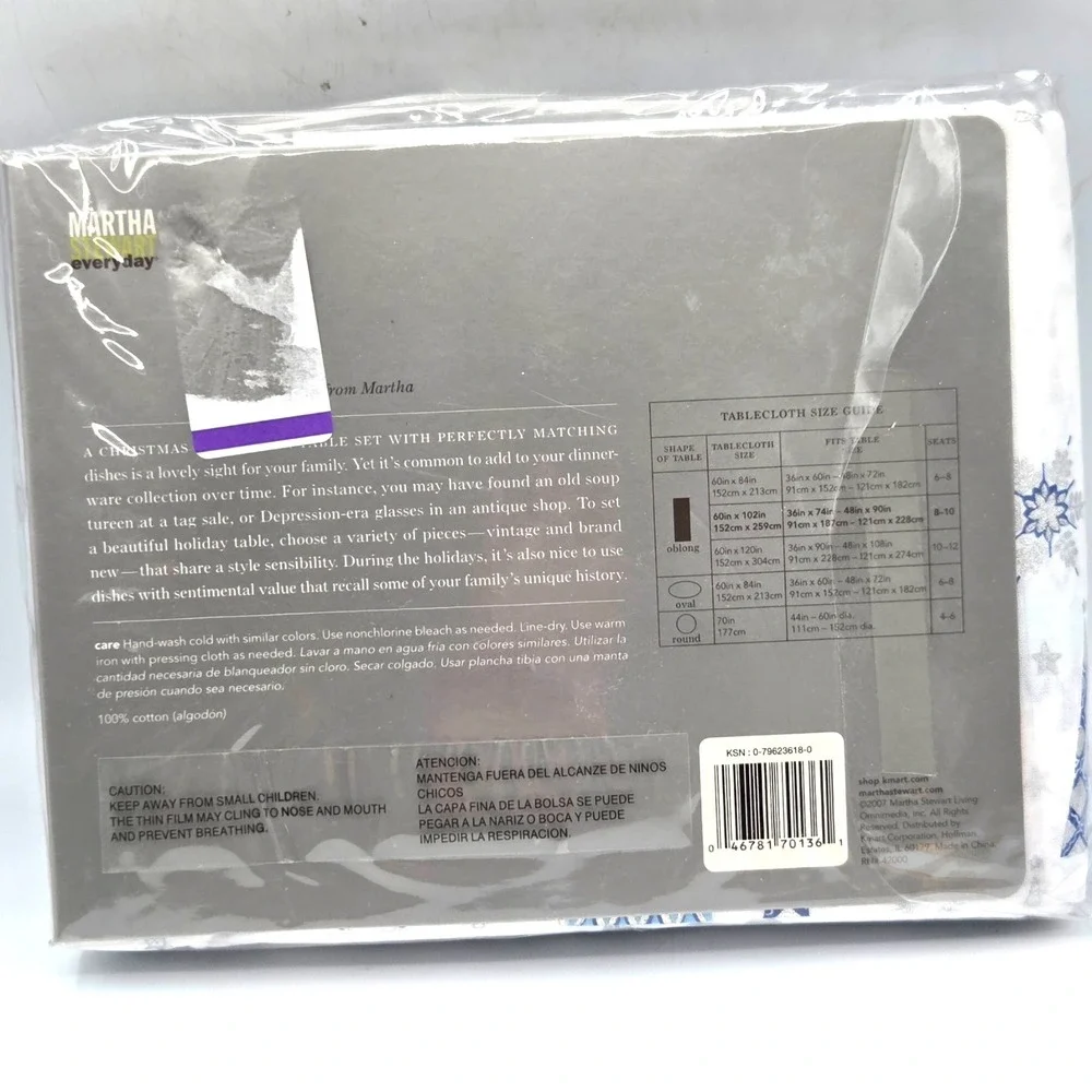 Martha‎ Stewart Everyday Silver Starry Forest Tablecloth Oblong 60